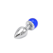 Kiotos - Aluminium Buttplug Met Glinsterende Ronde Siersteen - Blauw-Laced-up.nl