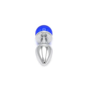Kiotos - Aluminium Buttplug Met Glinsterende Ronde Siersteen - Blauw-Laced-up.nl