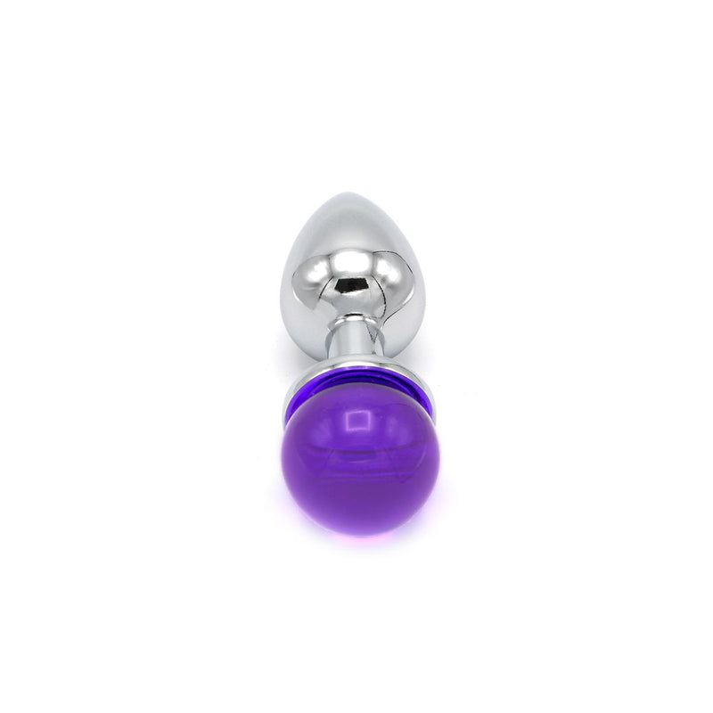 Kiotos - Aluminium Buttplug Met Glinsterende Ronde Siersteen - Paars-Laced-up.nl