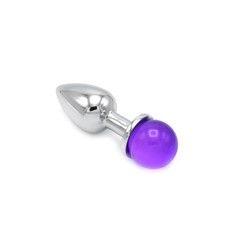 Kiotos - Aluminium Buttplug Met Glinsterende Ronde Siersteen - Paars-Laced-up.nl