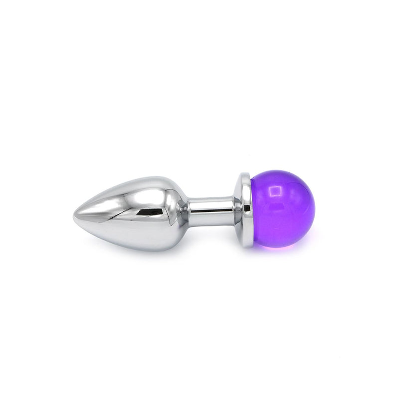 Kiotos - Aluminium Buttplug Met Glinsterende Ronde Siersteen - Paars-Laced-up.nl