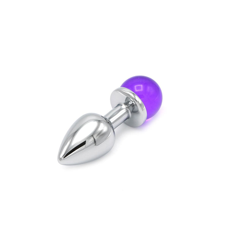 Kiotos - Aluminium Buttplug Met Glinsterende Ronde Siersteen - Paars-Laced-up.nl