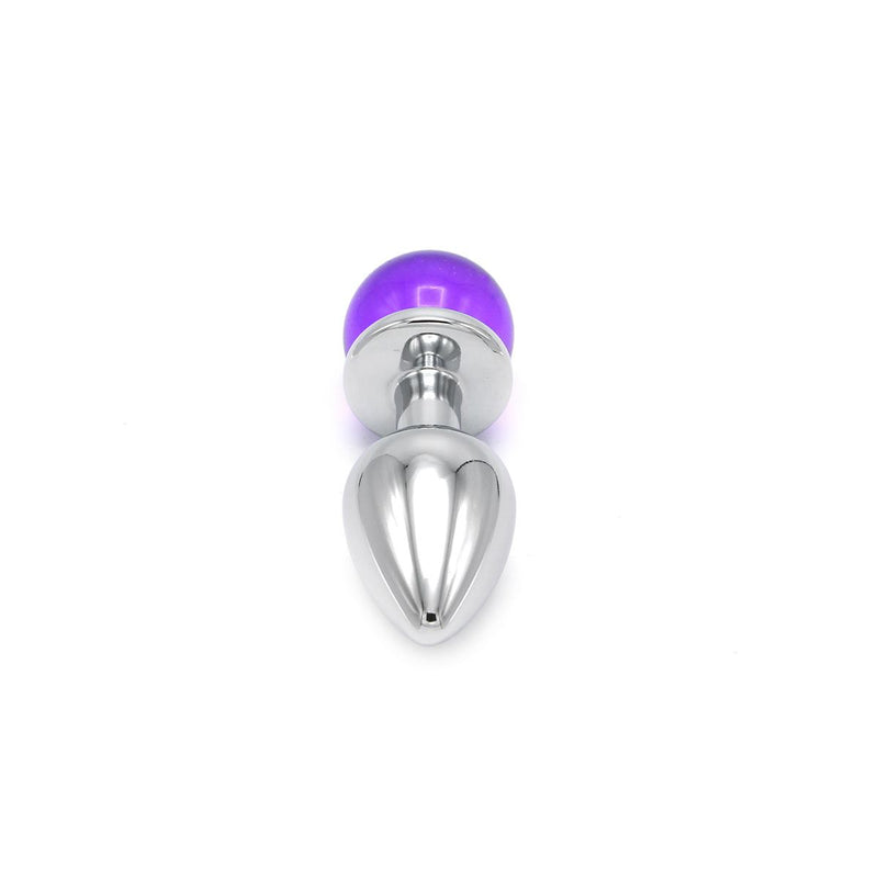 Kiotos - Aluminium Buttplug Met Glinsterende Ronde Siersteen - Paars-Laced-up.nl