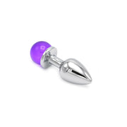 Kiotos - Aluminium Buttplug Met Glinsterende Ronde Siersteen - Paars-Laced-up.nl