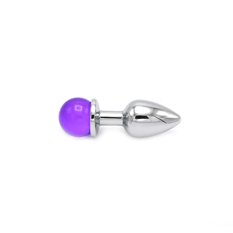 Kiotos - Aluminium Buttplug Met Glinsterende Ronde Siersteen - Paars-Laced-up.nl
