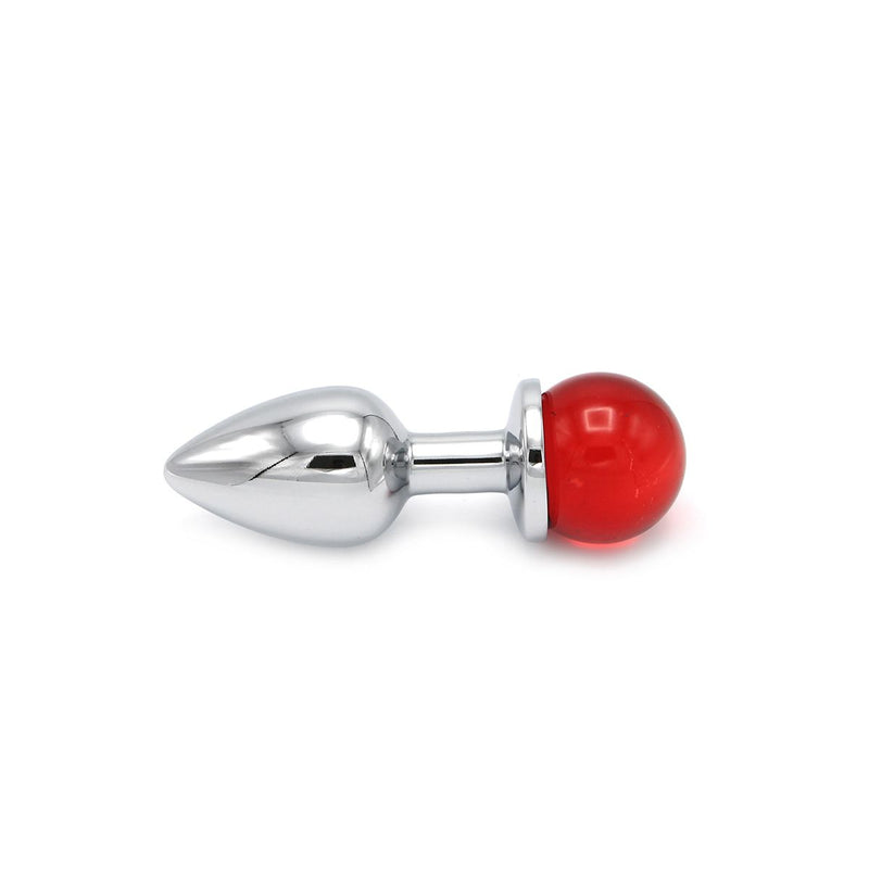 Kiotos - Aluminium Buttplug Met Glinsterende Ronde Siersteen - Rood-Laced-up.nl