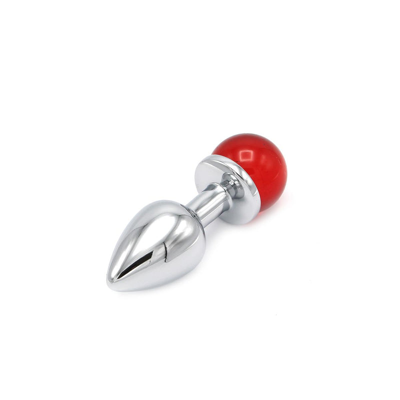 Kiotos - Aluminium Buttplug Met Glinsterende Ronde Siersteen - Rood-Laced-up.nl