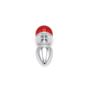 Kiotos - Aluminium Buttplug Met Glinsterende Ronde Siersteen - Rood-Laced-up.nl