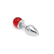 Kiotos - Aluminium Buttplug Met Glinsterende Ronde Siersteen - Rood-Laced-up.nl