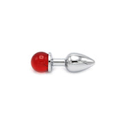 Kiotos - Aluminium Buttplug Met Glinsterende Ronde Siersteen - Rood-Laced-up.nl