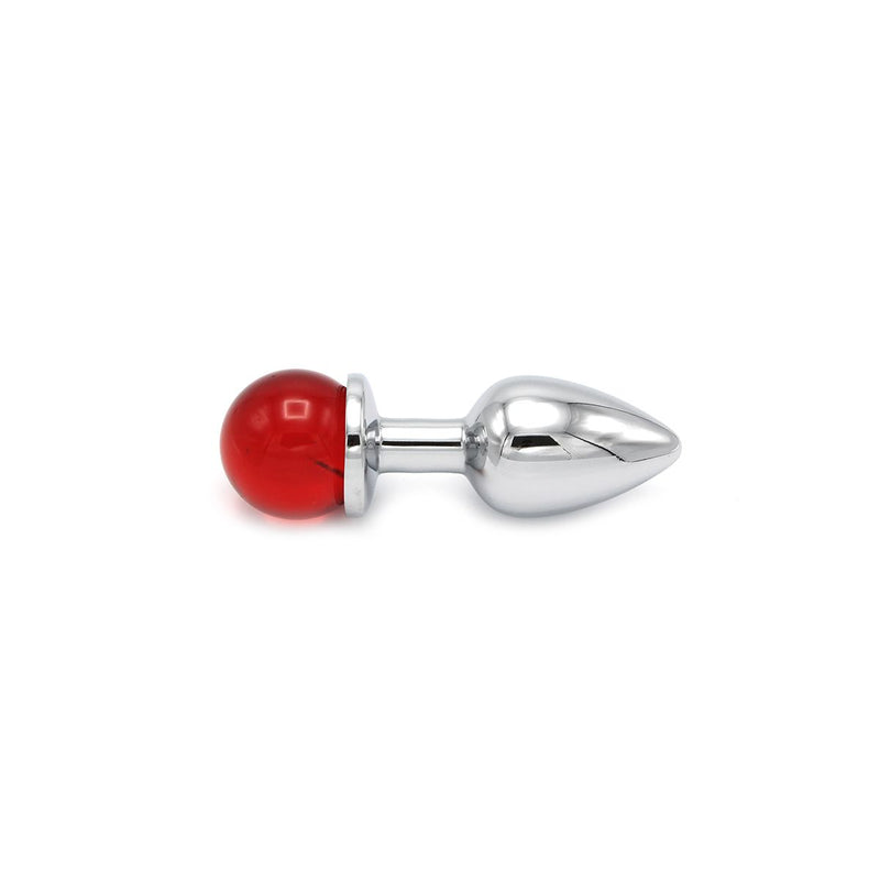 Kiotos - Aluminium Buttplug Met Glinsterende Ronde Siersteen - Rood-Laced-up.nl