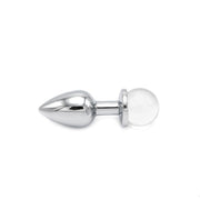 Kiotos - Aluminium Buttplug Met Glinsterende Ronde Siersteen - Transparant-Laced-up.nl