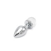 Kiotos - Aluminium Buttplug Met Glinsterende Ronde Siersteen - Transparant-Laced-up.nl