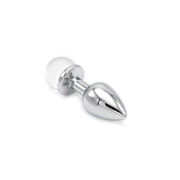 Kiotos - Aluminium Buttplug Met Glinsterende Ronde Siersteen - Transparant-Laced-up.nl