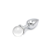 Kiotos - Aluminium Buttplug Met Glinsterende Ronde Siersteen - Transparant-Laced-up.nl