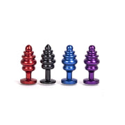 Kiotos - Aluminum Geribbelde Buttplug Met Kristal - Blauw-Laced-up.nl