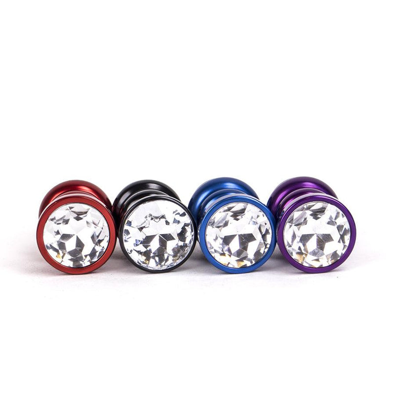 Kiotos - Aluminum Geribbelde Buttplug Met Kristal - Blauw-Laced-up.nl