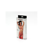 Amorable - Lingerie-Set mit Trägern - Offener BH - String - Strumpfhalter und Strümpfe - Rot - Laced-up.nl