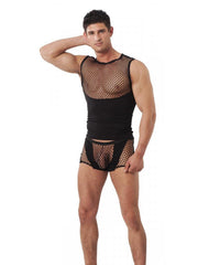 Amorable - Sexy Visnet Herenshirt - Zwart-Erotiekvoordeel.nl
