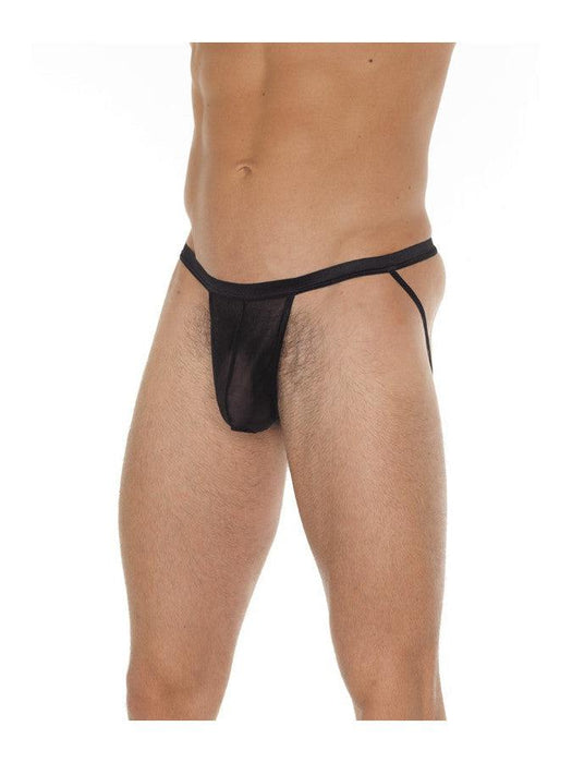 Amorable - Transparante Jockstrap Herenstring - Zwart-Erotiekvoordeel.nl
