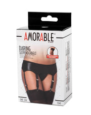 Amorable - Wetlook Jarretelgordel Met Slip En Kousen - Zwart - One Size-Laced-up.nl