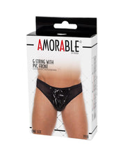 Amorable - String érotique en cuir verni pour homme - Noir - Taille unique - Laced-up.nl