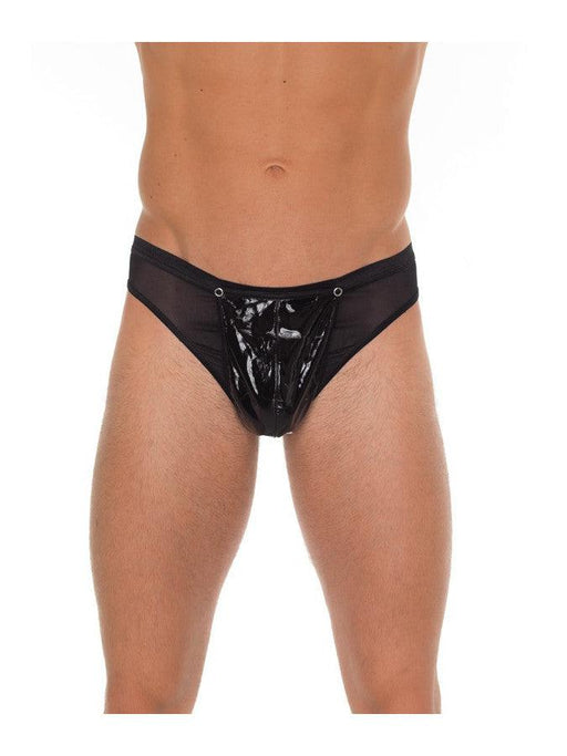 Amorable - Erotische Lakleren Herenstring - Zwart - One Size-Erotiekvoordeel.nl