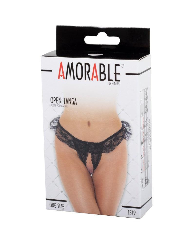 Amorable - Erotic Thong - Burlesque Thong with Open Crotch - Black - One Size-Laced-up.nl