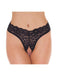 Amorable - G-String met Kanten Ruches - Open Kruis - One Size - Zwart-Laced-up.nl