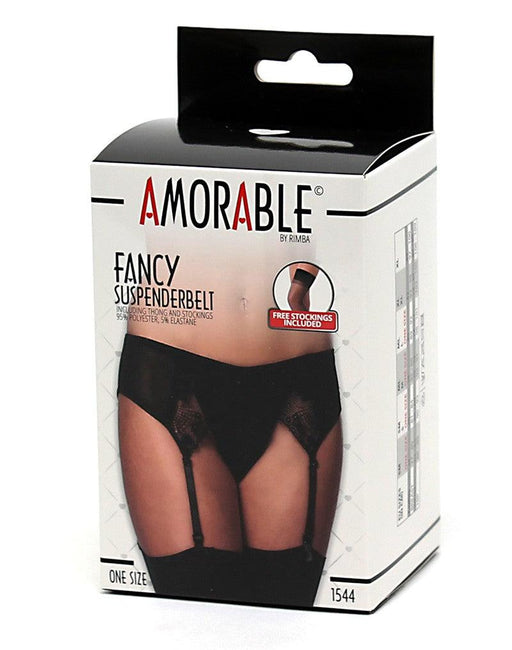 Amorable - Glatter Strumpfgürtel mit Spitzendetail - Schwarz - Laced-up.nl