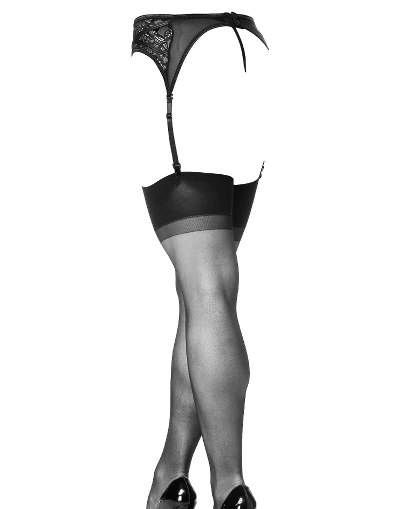 Amorable - Jarretelgordel Met Kant inzetten, Inclusief Kousen En Slip - Zwart - One Size-Laced-up.nl