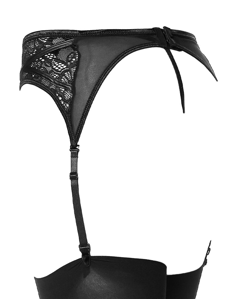 Amorable - Jarretelgordel Met Kant inzetten, Inclusief Kousen En Slip - Zwart - One Size-Laced-up.nl