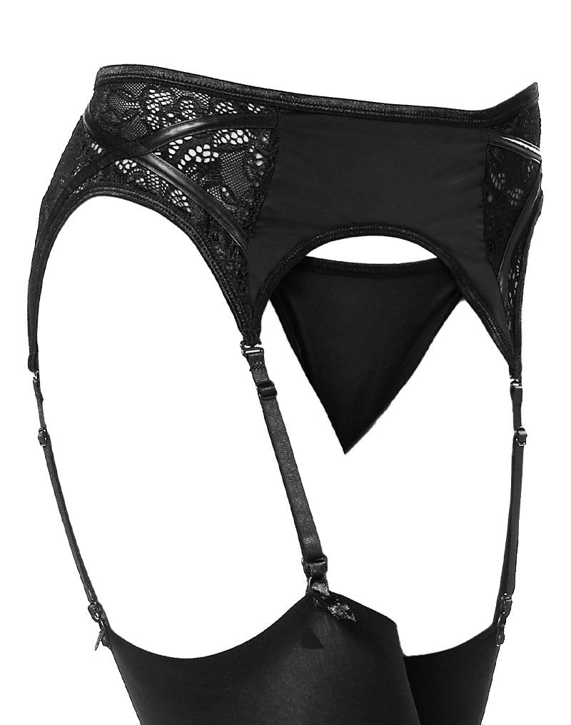 Amorable - Jarretelgordel Met Kant inzetten, Inclusief Kousen En Slip - Zwart - One Size-Laced-up.nl