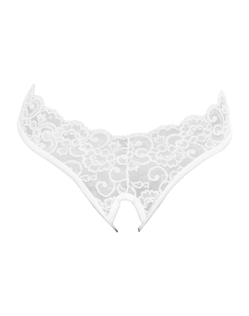 Amorable - Culotte en dentelle à entrejambe ouvert - Blanc - Taille unique - Laced-up.nl