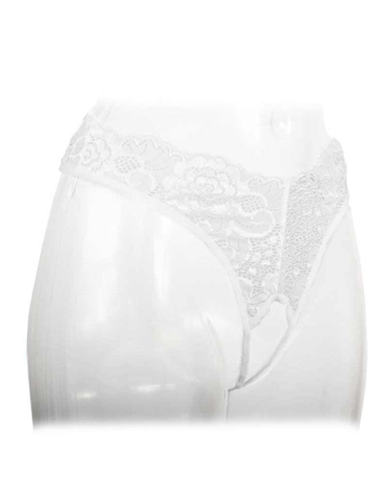Amorable - Culotte en dentelle avec entrejambe ouvert - Blanche - Taille unique - Laced-up.nl