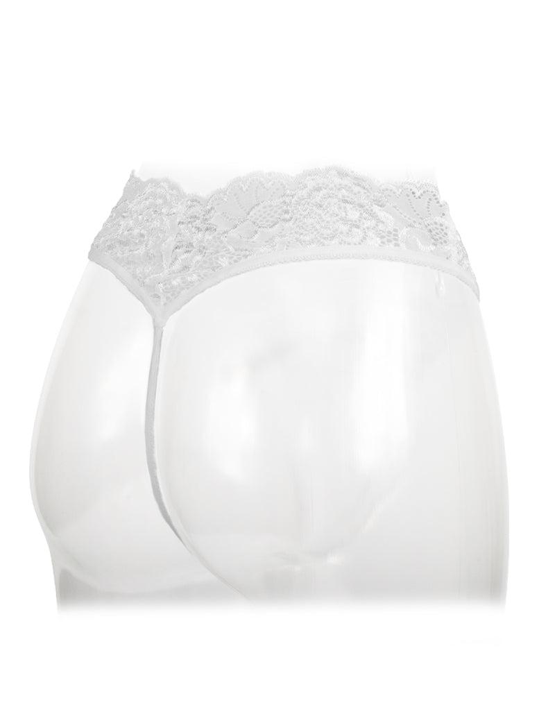Amorable - Culotte en dentelle à entrejambe ouvert - Blanche - Taille unique - Laced-up.nl
