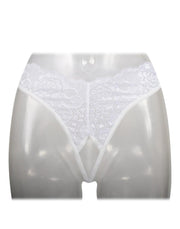 Amorable - Culotte en dentelle à entrejambe ouvert - Blanche - Taille unique - Laced-up.nl
