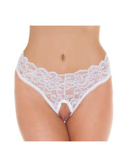 Amorable - Culotte en dentelle à entrejambe ouvert - Blanc - Taille unique - Laced-up.nl