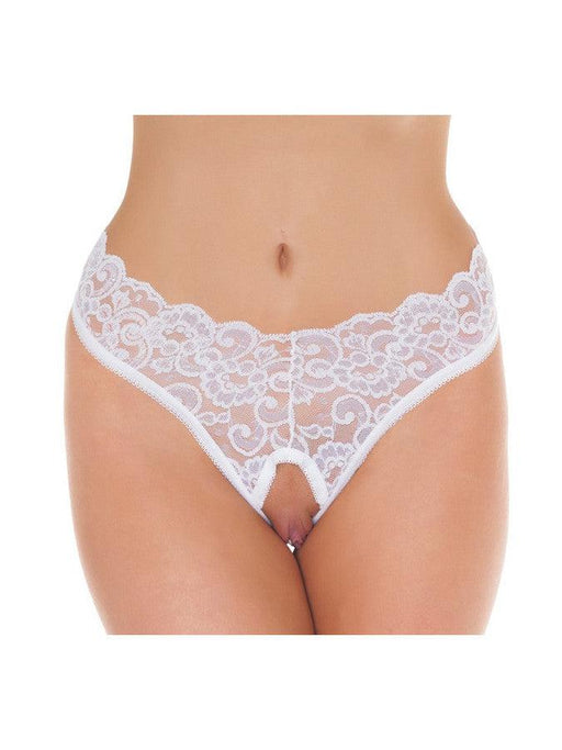 Amorable - Kanten Slipje Met Open Kruis - Wit - One Size-Erotiekvoordeel.nl