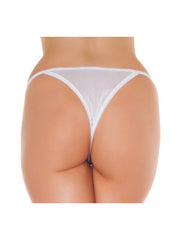 Amorable - Luxuriöser Spitzenstrings mit Schmetterlingsmuster und offenem Schritt - Weiß - Einheitsgröße - Laced-up.nl