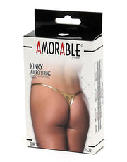 Amorable - Micro Thong in Faux Leather - Gold - Laced-up.nl