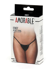 Amorable - Micro Thong, Faux Leather - Black - Laced-up.nl