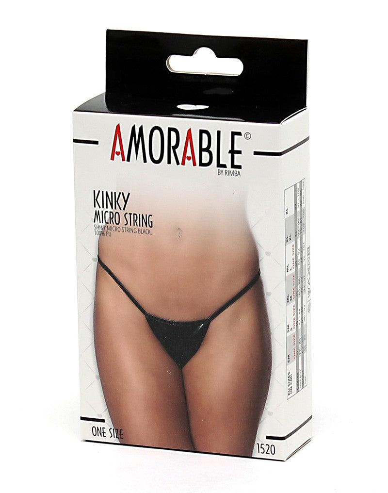 Amorable - Micro Thong, Faux Leather - Black - Laced-up.nl
