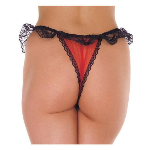 Amorable - Open String - Burlesque Tanga Met Open Kruis - Rood/Zwart - One Size-Erotiekvoordeel.nl