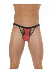Amorable - Red/Black Men’s Thong - Openwork Details on the Front - One Size - Laced-up.nl