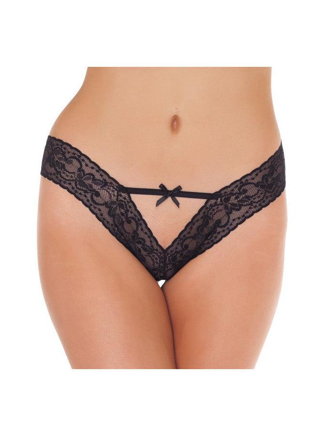 Amorable - Höschen in V-Form mit Trägern und Schleife - Schwarz - Laced-up.nl