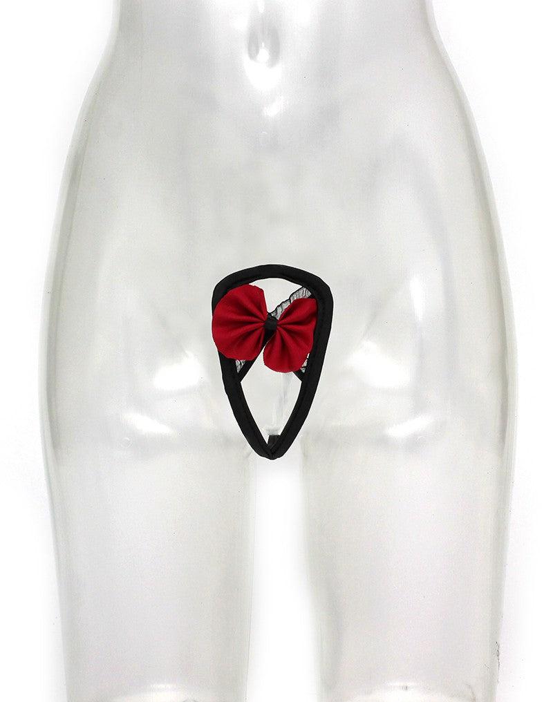 Amorable - Strapless Mini Thong with Red Bow - Red/Black - One Size - Laced-up.nl