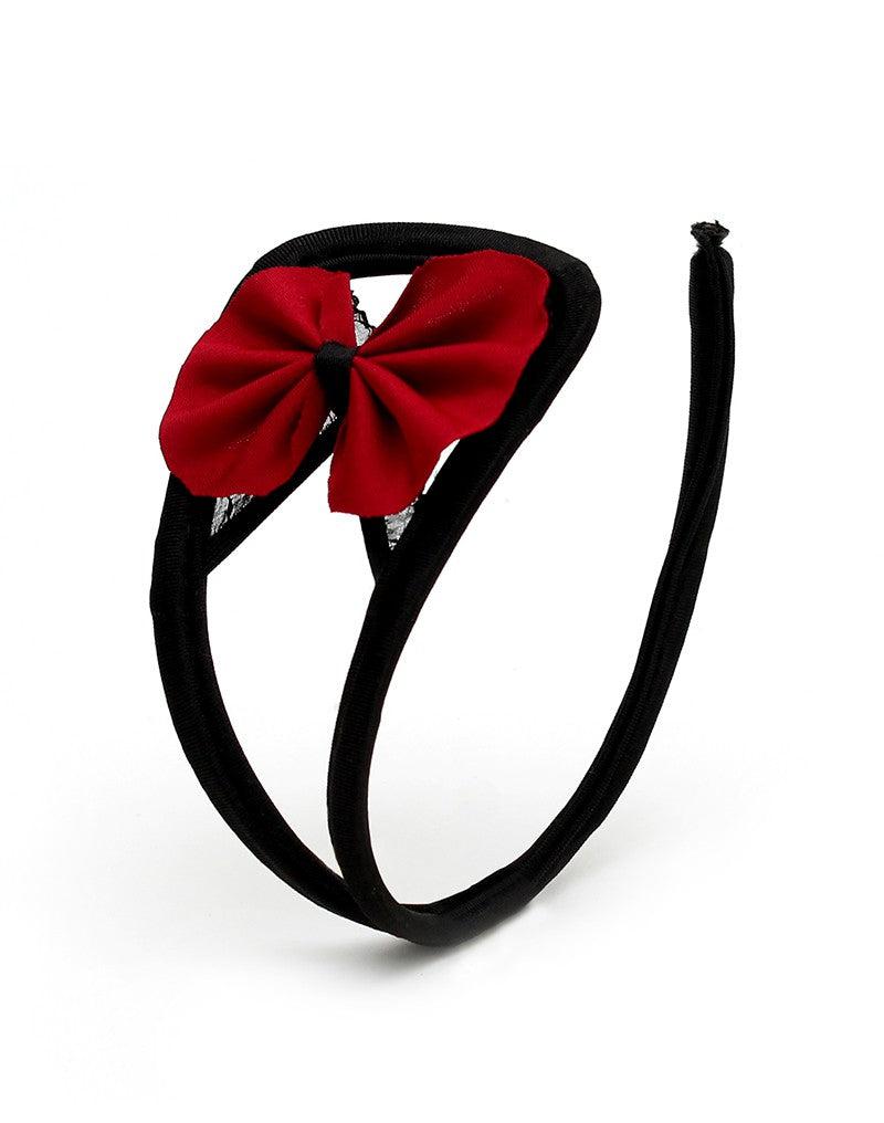 Amorable - Strapless Mini Thong with Red Bow - Red/Black - One Size - Laced-up.nl