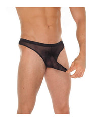 Amorable - Clear Men’s Briefs with Penis Sleeve - Black - One Size - Polyamide - Laced-up.nl