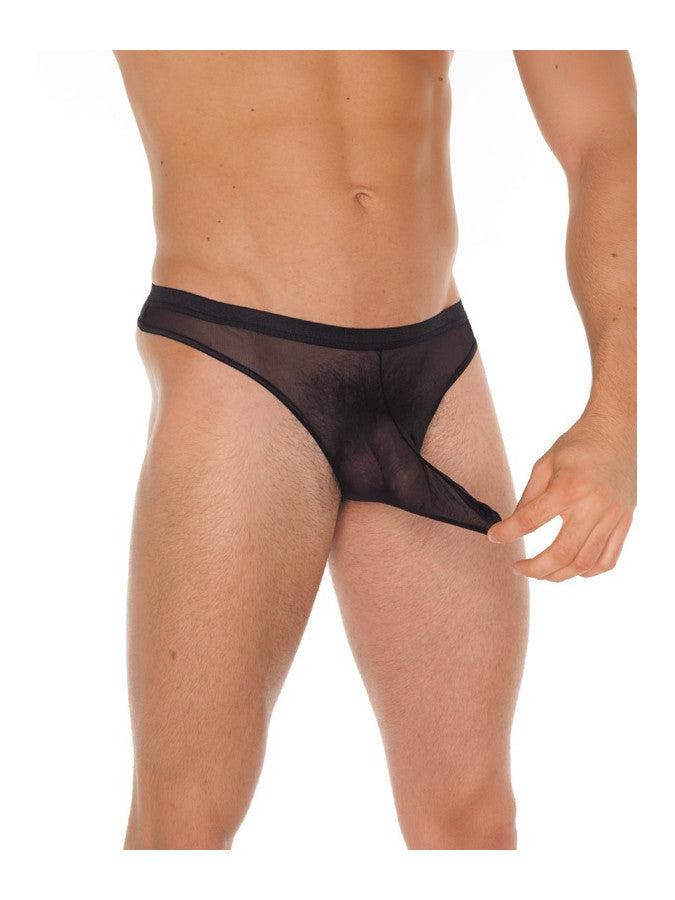 Amorable - Clear Men’s Briefs with Penis Sleeve - Black - One Size - Polyamide - Laced-up.nl